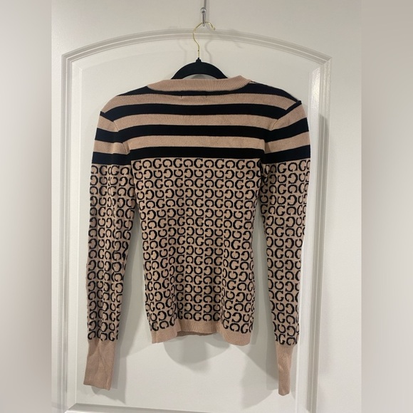 Guess Striped and Patterned Sweater - Black and Tan - Picture 2 of 9